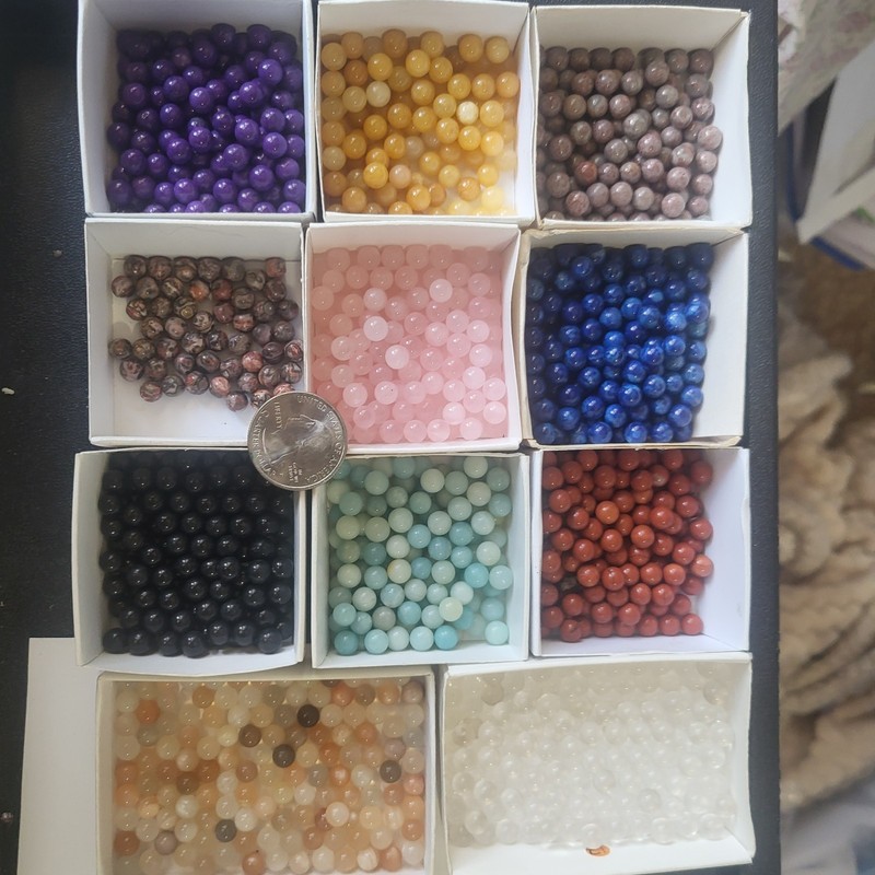 25 Pc Mix 6mm Semi-prescious Gemstone Mini Spheres. Metaphysical Rock & Gem