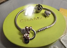 Chamilia Disney Charm Bracelet with 5 Charms 925 Silver RARE