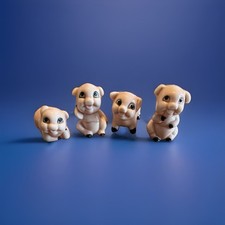 Vintage Set Of 4 Ceramic Pink Pig Figurines