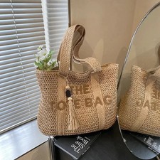 Women Straw Woven Tote Bag Large Capacity Shoulder Handbag Summer Beach Vacation