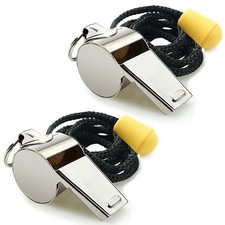 Stainless Steel Sports Whistles with Lanyard, Loud Sound for Coaches, Referees