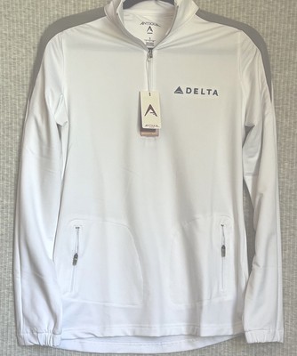 Delta Airlines Pullover Embroidered Logo Unisex Size S ¼ Zip Employee Uniform