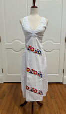 halter Mexican embroidered dress, hand Embroidered with Silk threads.