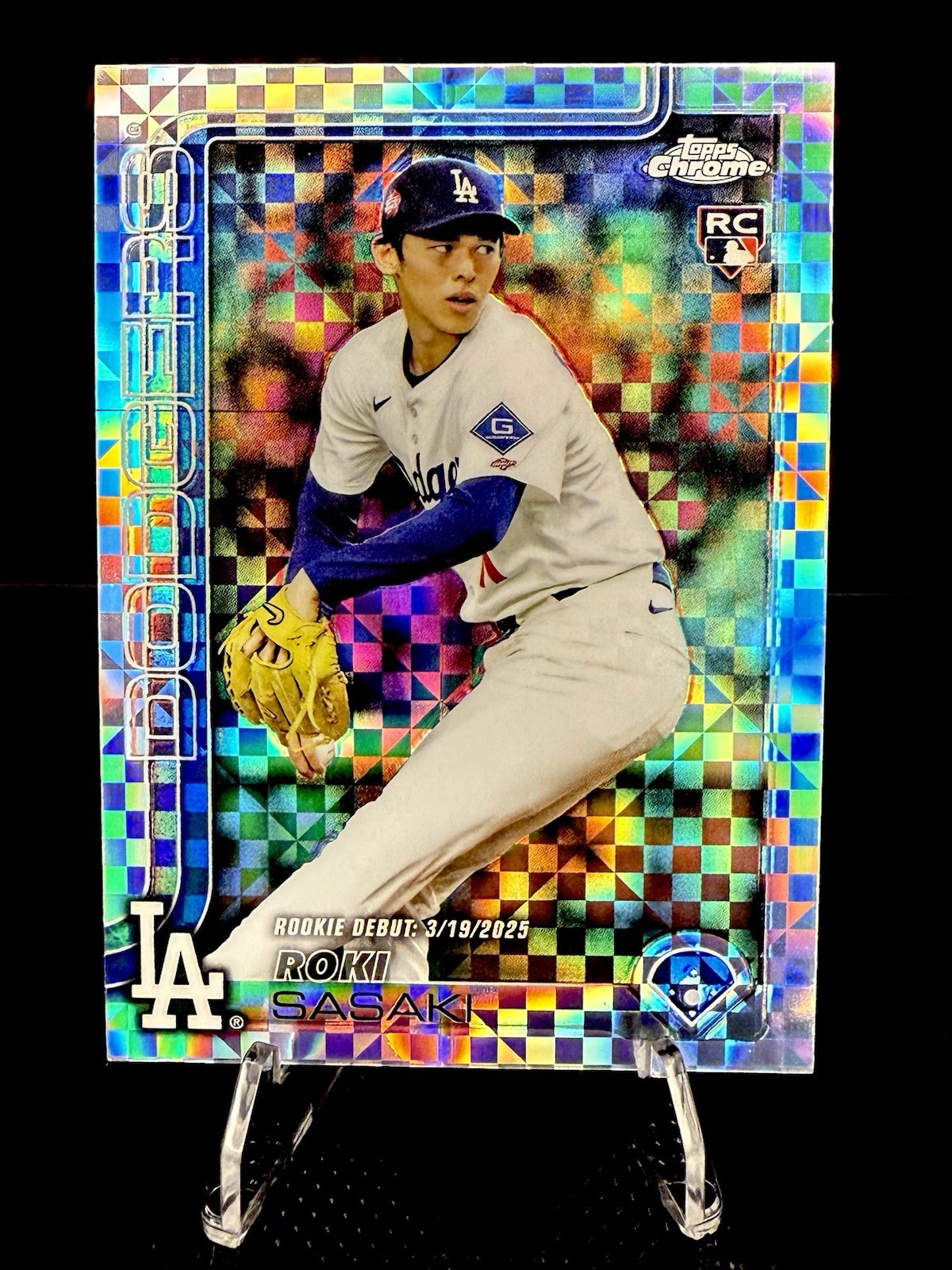 2025 Topps Chrome Update Roki Sasaki Rookie Debut X-Fractor #USC73 Dodgers