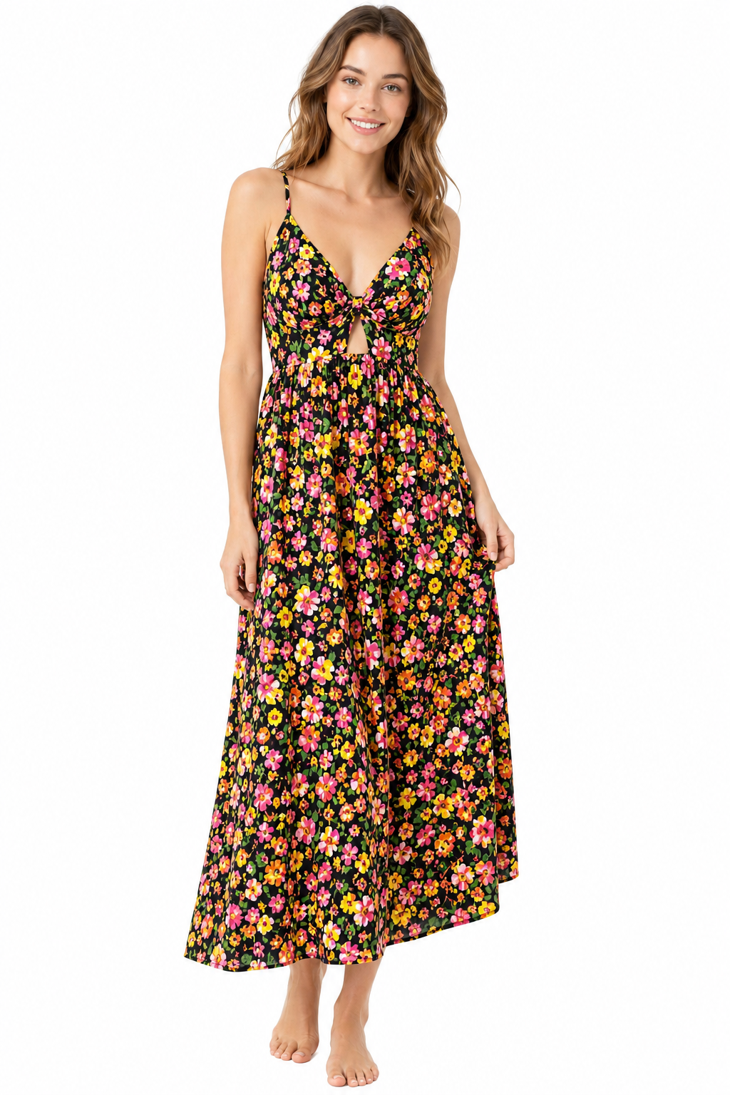 NEW VERO MODA Small Multi-Color Floral Singlet Ankle Dress Tropical Casual Beach