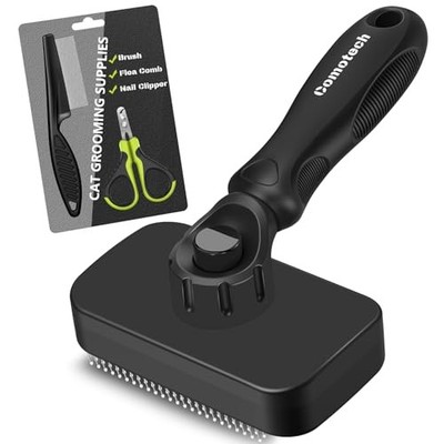 Comotech 3PCS Cat Grooming Supplies, Cat Brush & Nail Clipper/Trimmer & Flea