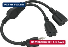 Y Splitter Extension Cord, 1.4FT 2 Way 1 to 2 Splitter Extension Cord, 3 Prong S