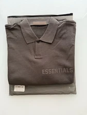 MENS ESSENTIALS FEAR OF GOD LONG SLEEVE POLO MEDIUM GRAY “OFF BLACK” BRAND NEW