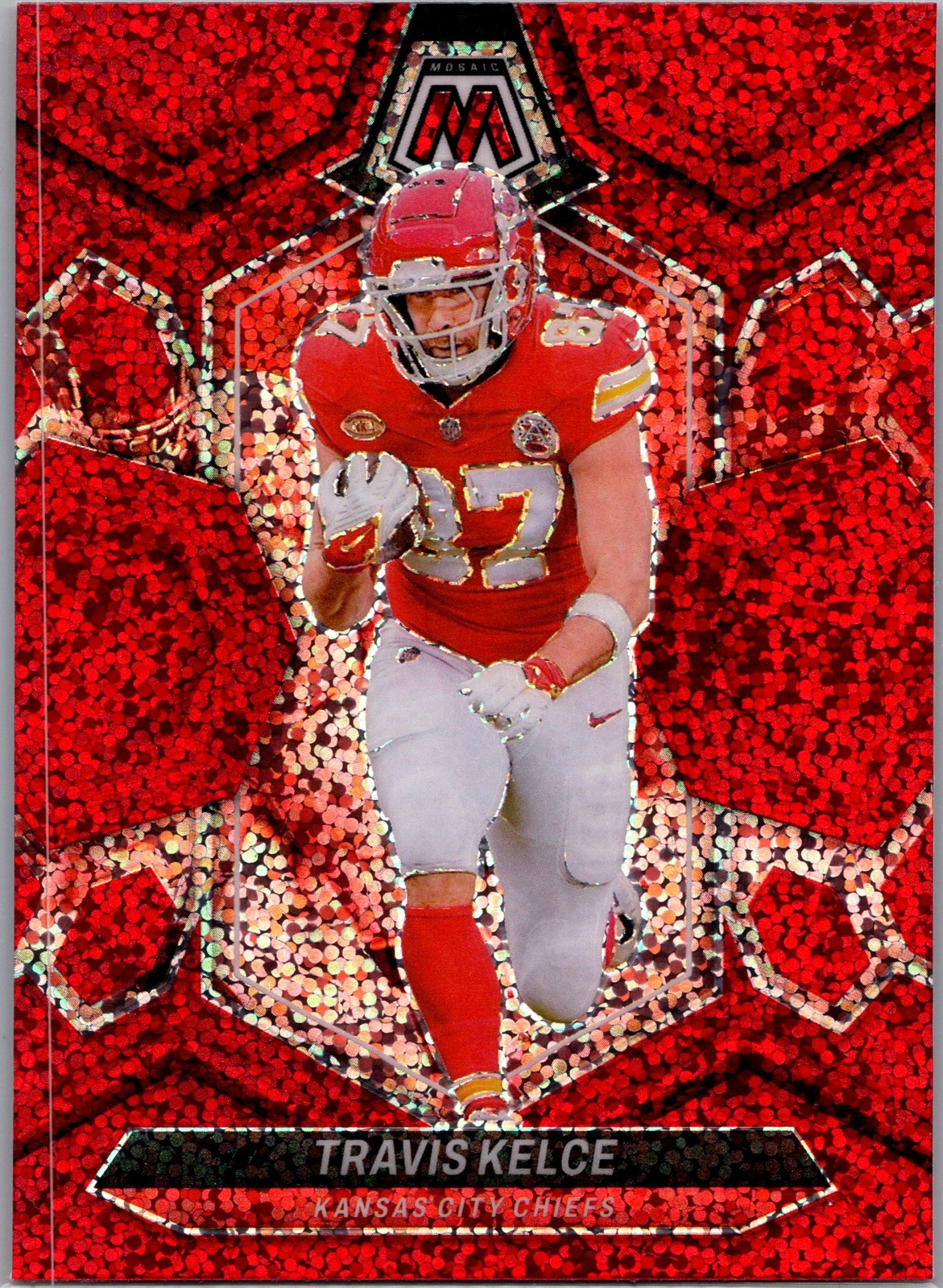2024 Panini Mosaic #110 Travis Kelce Red Sparkle