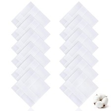 MMonDod 12 Pcs Men's Handkerchiefs, 100 White Soft Cotton 15 15in,