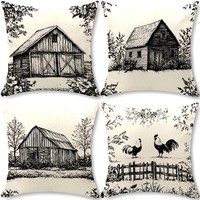 Cirzone Deko Wohnzimmer Kissenbezug 45X45 4Er Set Leinen Outdoor Kissen Boho