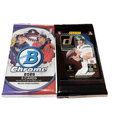 2025 Bowman Chrome Baseball 5 Card Pk &2024 Donruss Football 5 Card Pk-Free Ship