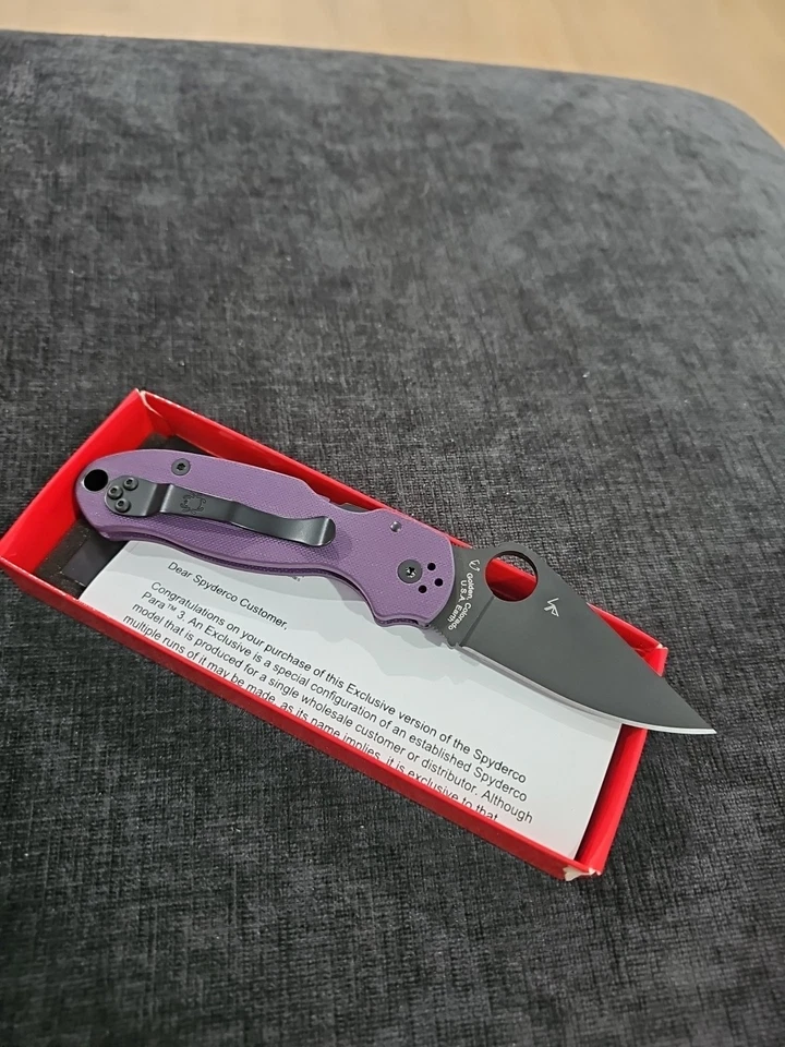 Spyderco Para 3 CPM Cruwear Blade 紫色 G10 比例 DLT 交易独家运行 — 第 3/4 张图片
