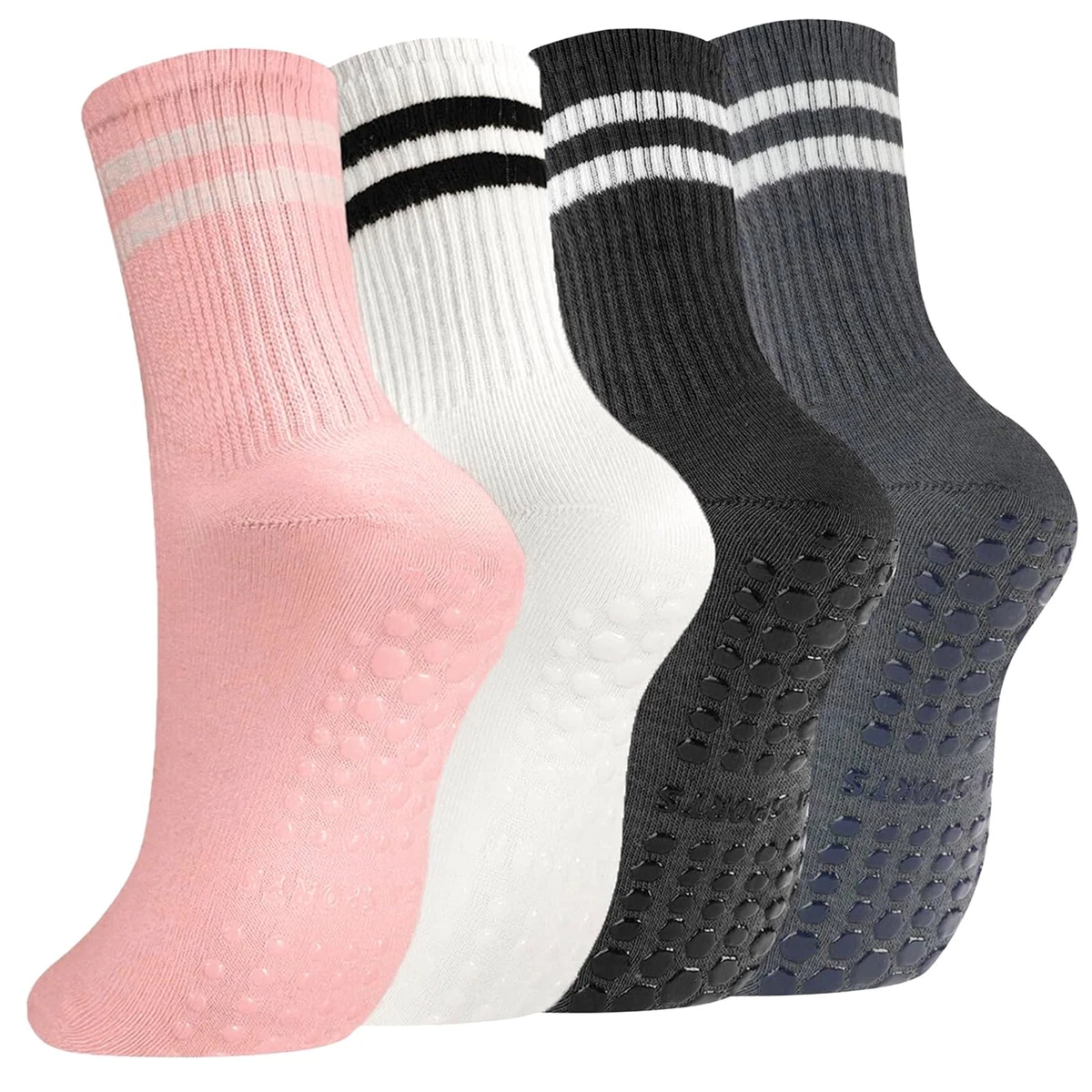 Flintronic 4 pares de calcetines antideslizantes de yoga, pilates talla única, 4 pares multicolor