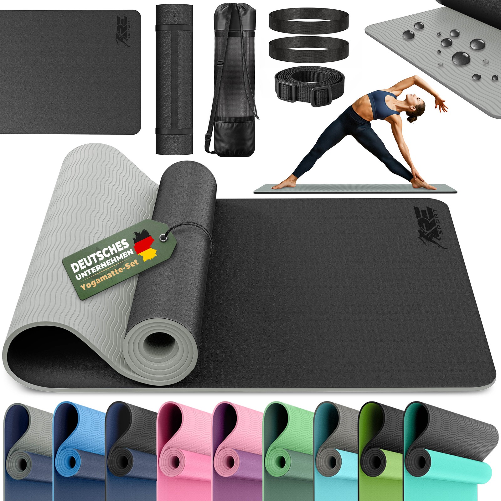 Yogamatte Fitnessmatte Gymnastikmatte Pilates Sportmatte Bodenmatte PHTHALATFREI