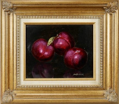 JOHN SCHISLER    ARTIST Oil On MASONITE PAINTING Gold Ornate FRAME PLUMS