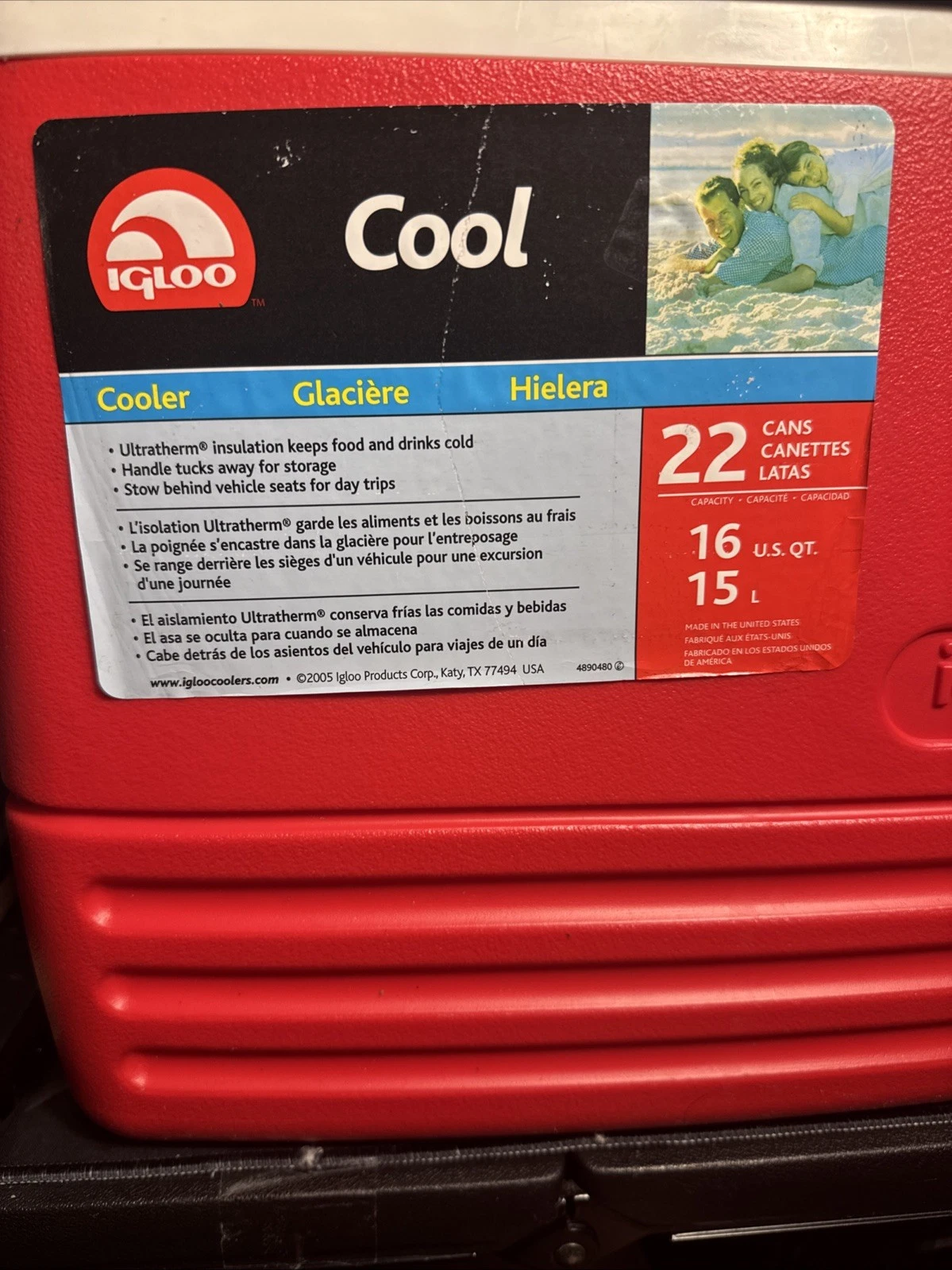 Vintage 2005 Igloo Legend 22 Can Cooler Red 16US Qt/15 L Made In USA