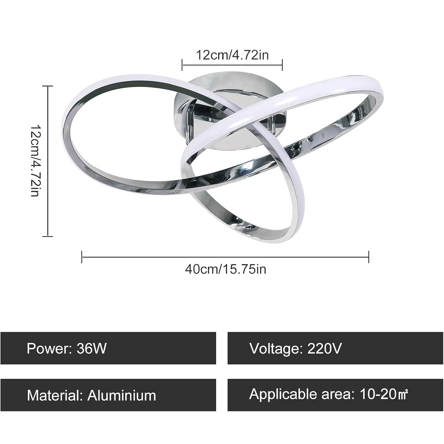 Plafonnier LED moderne en aluminium brossé au design épuré et élégant