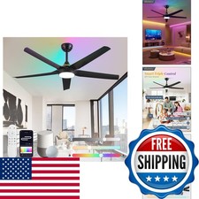 Fanbulous 56" Smart Ceiling Fan with RGB Lights, Low Profile, Black
