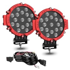 ELELION 7 Inch 51W LED Light Pods, Red Round Spot Lights for Off Road Driving...