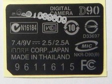 New Bottom Label Tape Number Replacement For Nikon D90 Digital Camera