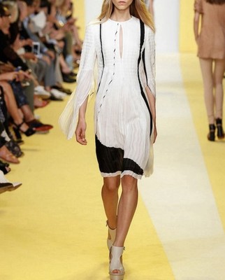 Akris New Equation Print Pleated Mulberry Silk Dress Size US 10 $3,990.00