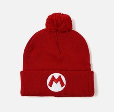 Super Mario Nintendo Beanie Touque Fuzzy Ball Red New Embroidery New In Pack