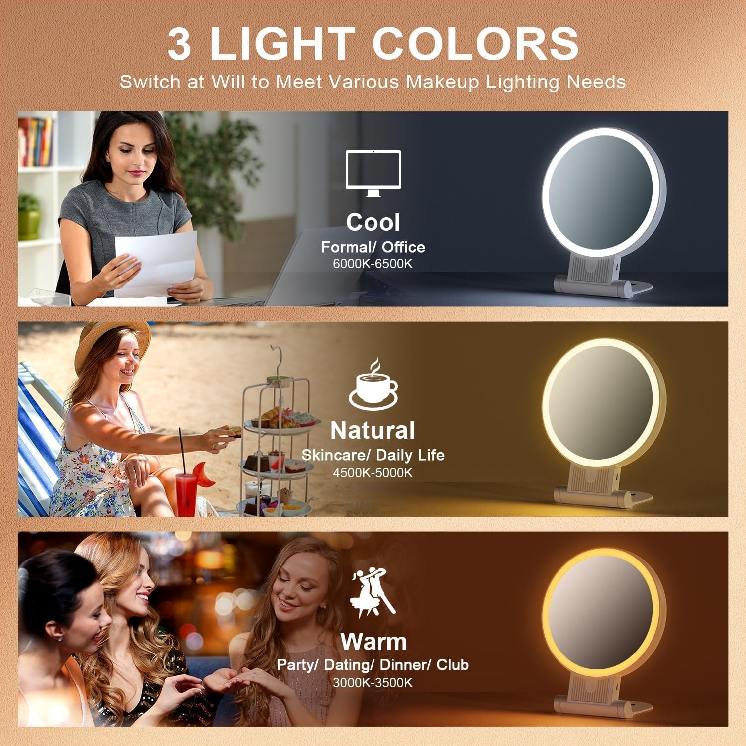 Specchio Trucco Auxmir LED 30X/1X Ingranditore Bifacciale Professionale - 4