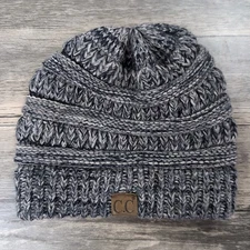 C.C Exclusives Gray Knit Beanie Hat OSFM Winter Warm Soft Acrylic Stretch Fall