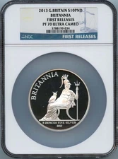 2013 G.BRITAIN BRITANNIA S10PND NGC PR70DCAM W /Cherry Wood Box