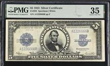 1923 $5 ‘Porthole’ U.S. Silver Certificate PMG VF 35 Fr# 282 U.S. Large Note