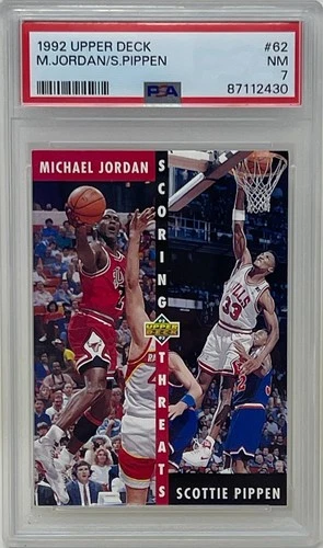 Michael Jordan Scottie Pippen 1992 Upper Deck Bulls Basketball Card #62 PSA 7