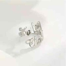 Custom Stainless Steel Ring with Double Name Engraving - Personalized Jewelry