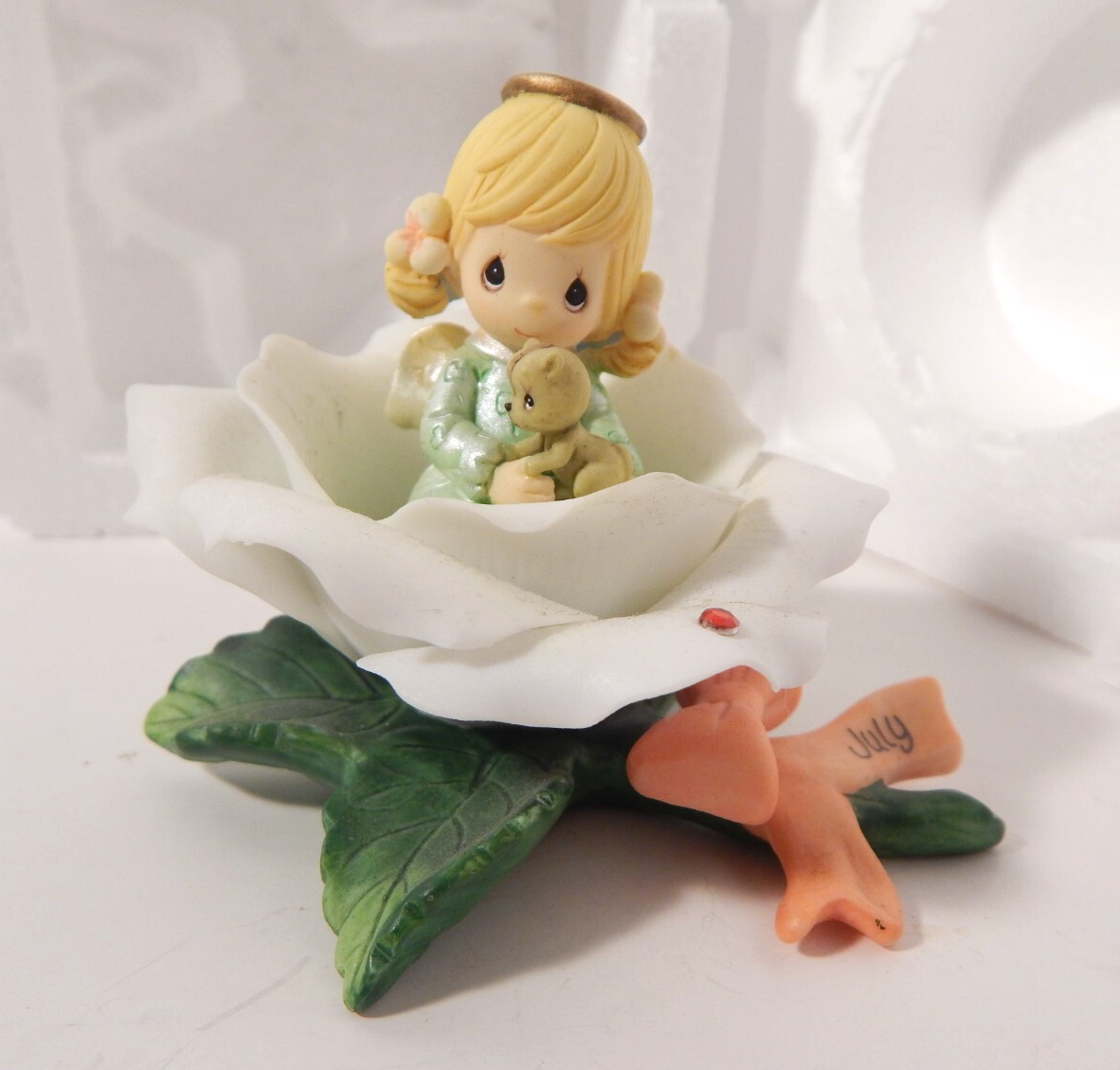Vintage Precious Moments July Flower Blossoms Angel Figurine 2003