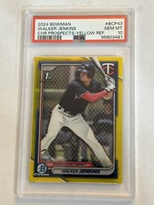 2024 Walker Jenkins Bowman Chrome Yellow Refractor /75 PSA 10 Twins Prospect