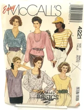 McCall's Pattern #4221 - Tops (Size Small)
