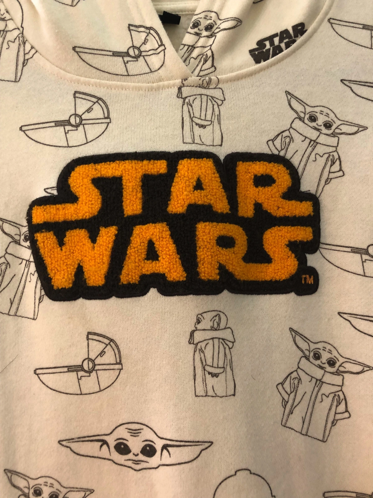 OFF WHITE STAR WARS Madalorian Grogu maglione felpa con cappuccio avorio. Taglia M giovane 10 12