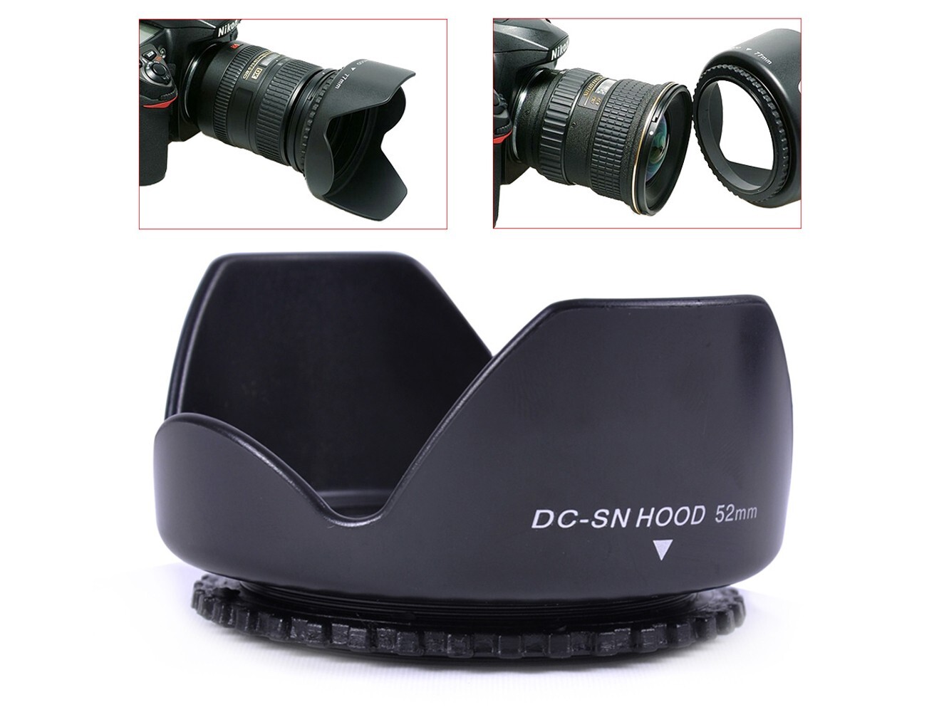52mm Flower Petal Screw-On Lens Hood Canon Nikon Sony Olympus Pentax UK SUPPLIER