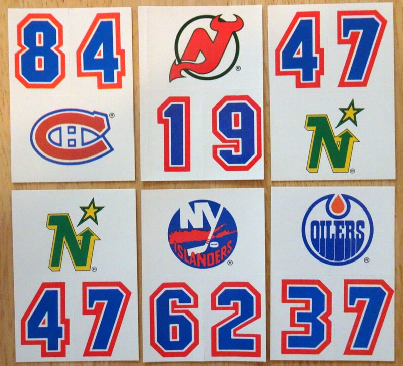 1987-88 or 1988-89 Topps Hockey 6 Card Team Sticker Lot - One Asterisk (*) EX