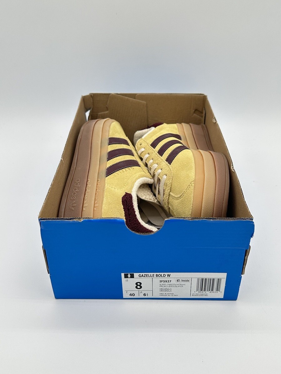 Zapatillas Gazelle Bold - Color Giallo Bordeaux, Talla 38, Material Gamuza