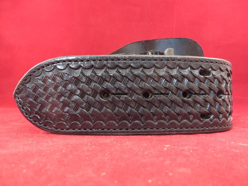 Bianchi all leather duty belt.  black basket weave pattern.