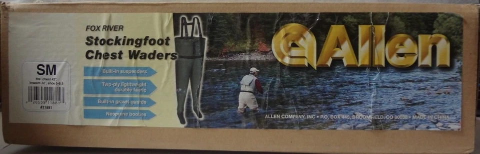 Allen Fox River Stockingfoot Chest Waders Small Men's Size Green -28 - Image 4 of 4