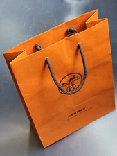HERMÈS Orange Paper Gift Bag Genuine 8 by 12 by 3,  8" wide 11.5" tall 3' deep