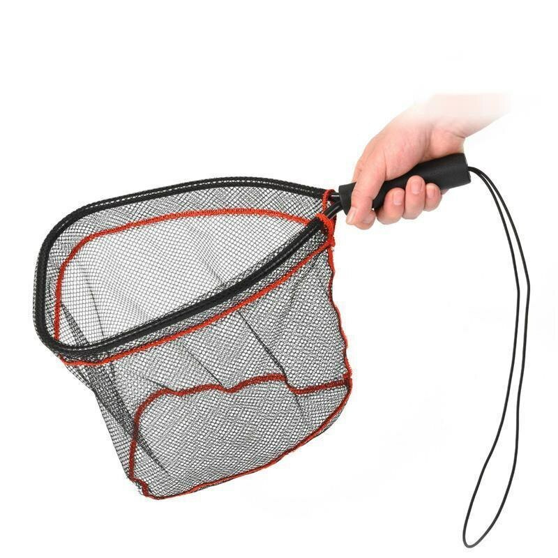 Aluminum Alloy Fly Fishing Net Portable Nylon Hand Net Short Small Mesh