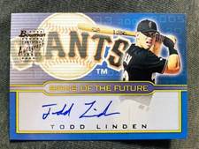 2002 Bowman Draft Picks & Prospects Todd Linden Rookie RC Auto Autograph Card. rookie card picture