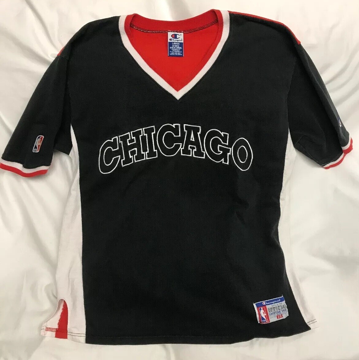 古着 90年代 Champion NBA CHICAGO BULLS Vintage 90s Champion Chicago Bulls NBA Official Shooting
