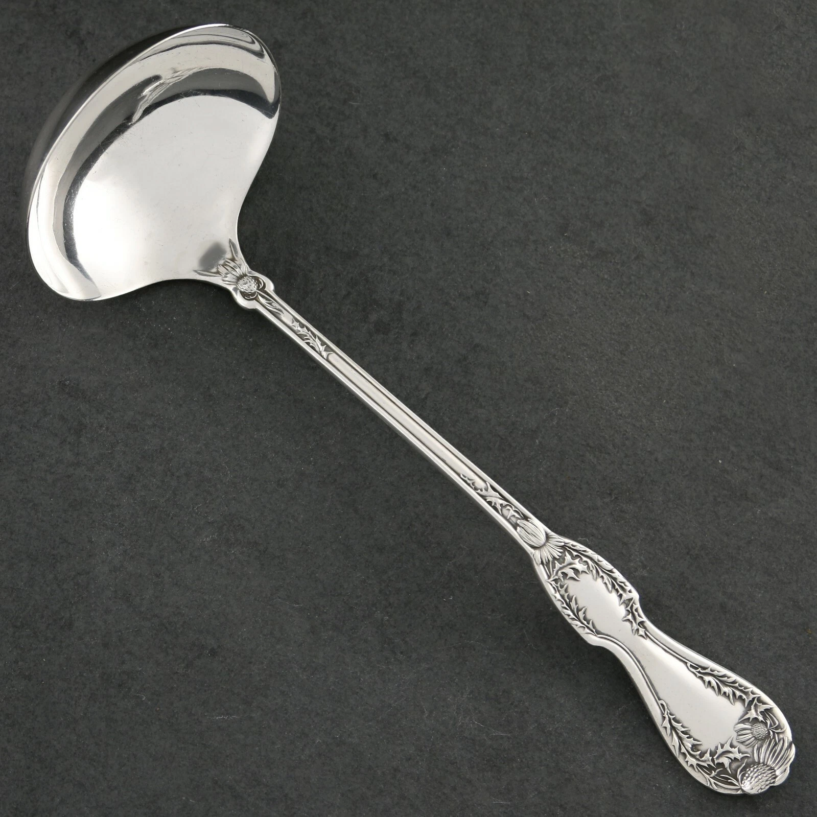 THISTLE National Silverplate Soup Punch Tureen Ladle 10 7/8" c1906 Victorian