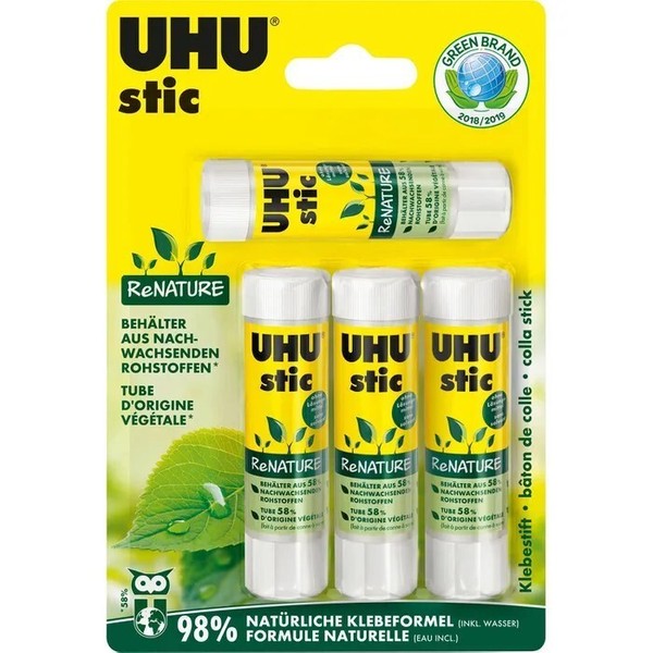 Uhu Stic 4Er Set Renature 4X 8,2G Stick Kleben Papier Schule Basteln BüRo Stift-image
