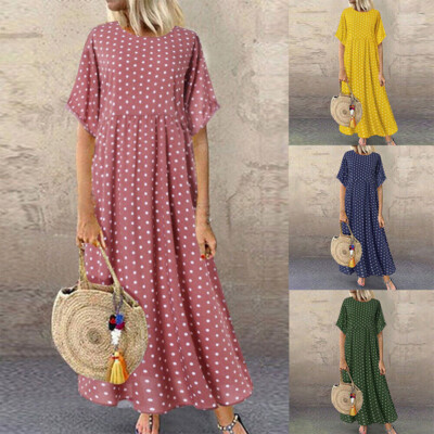 Plus Size Women's Ladies Summer Dress Short Sleeve Beach Casual Loose Maxi Dress | eBay Plus Size Women's Ladies Summer Dress Short Sleeve Beach Casual Loose Maxi Dress | eBay