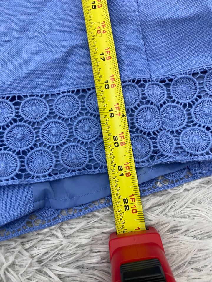 Talbots Womens Boho Linen Blazer Jacket Timeless Blue Businesscore